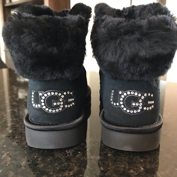 New Ugg Classic Bling Mini Boot Black 7 